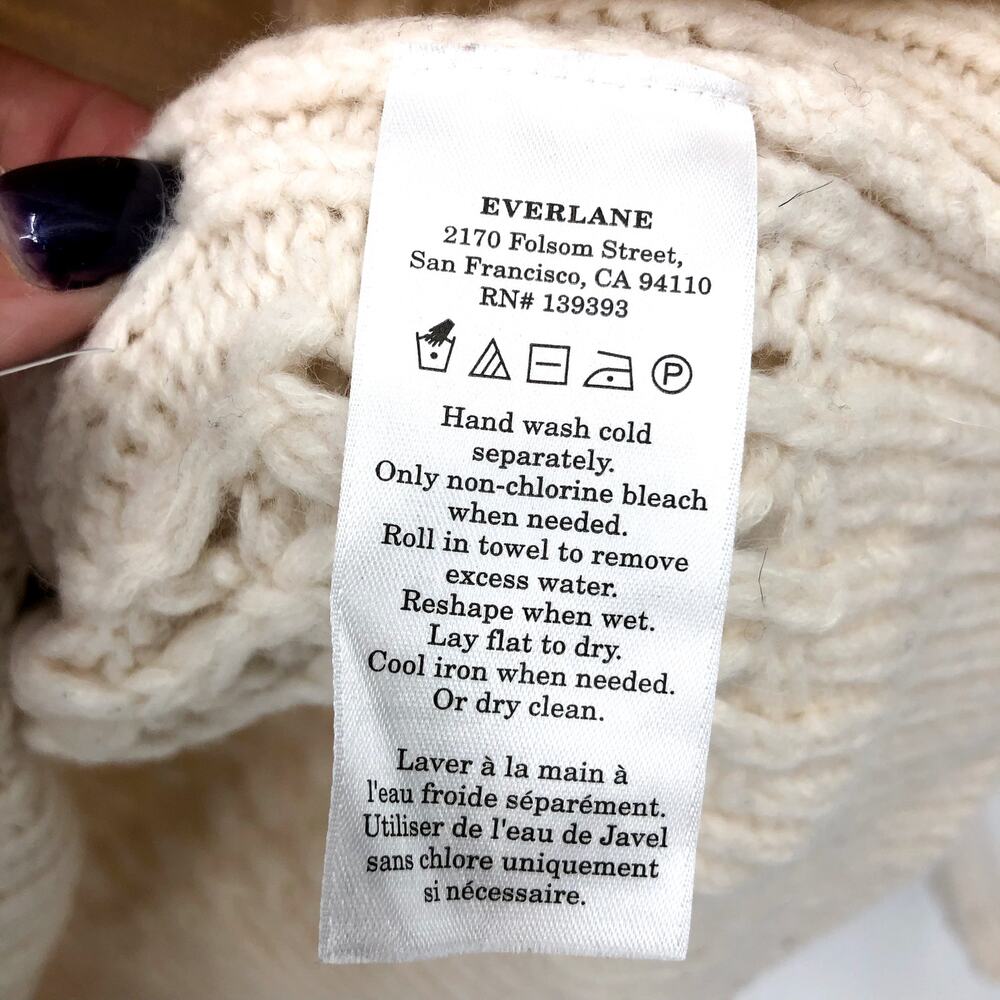 Everlane Womens Cloud Oversized Crew Sweater Small Cream Bone Textured Knit NWOT - Picture 11 of 12